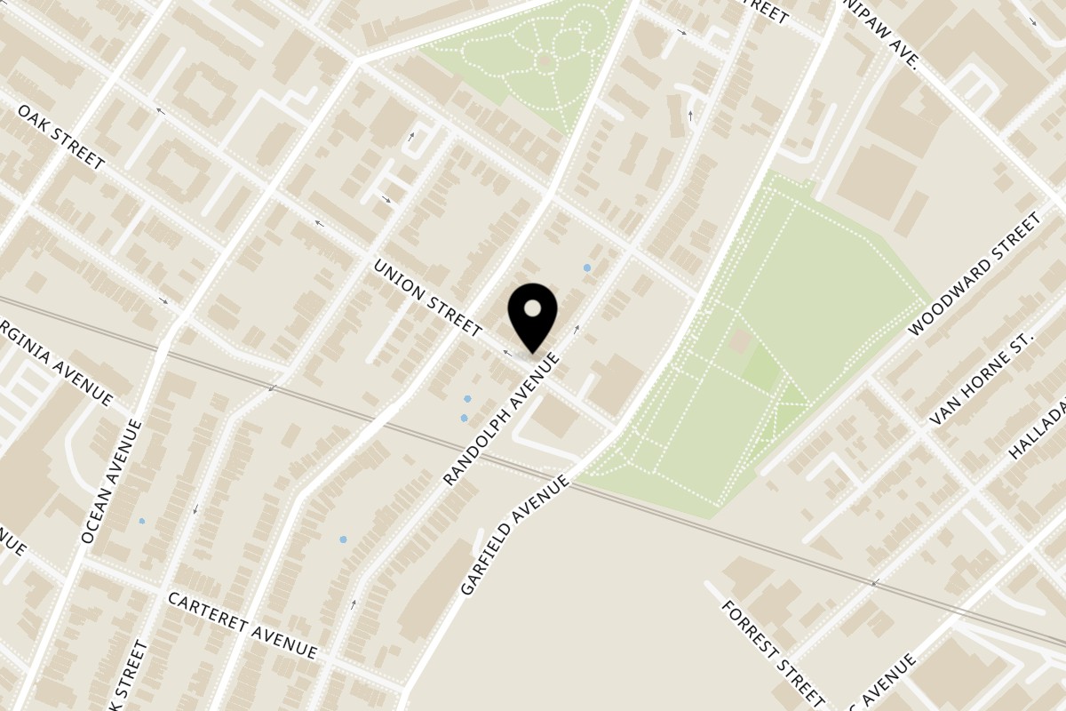 Map showing the location of Light Rail Cafe on 237 Randolph Ave in Jersey City